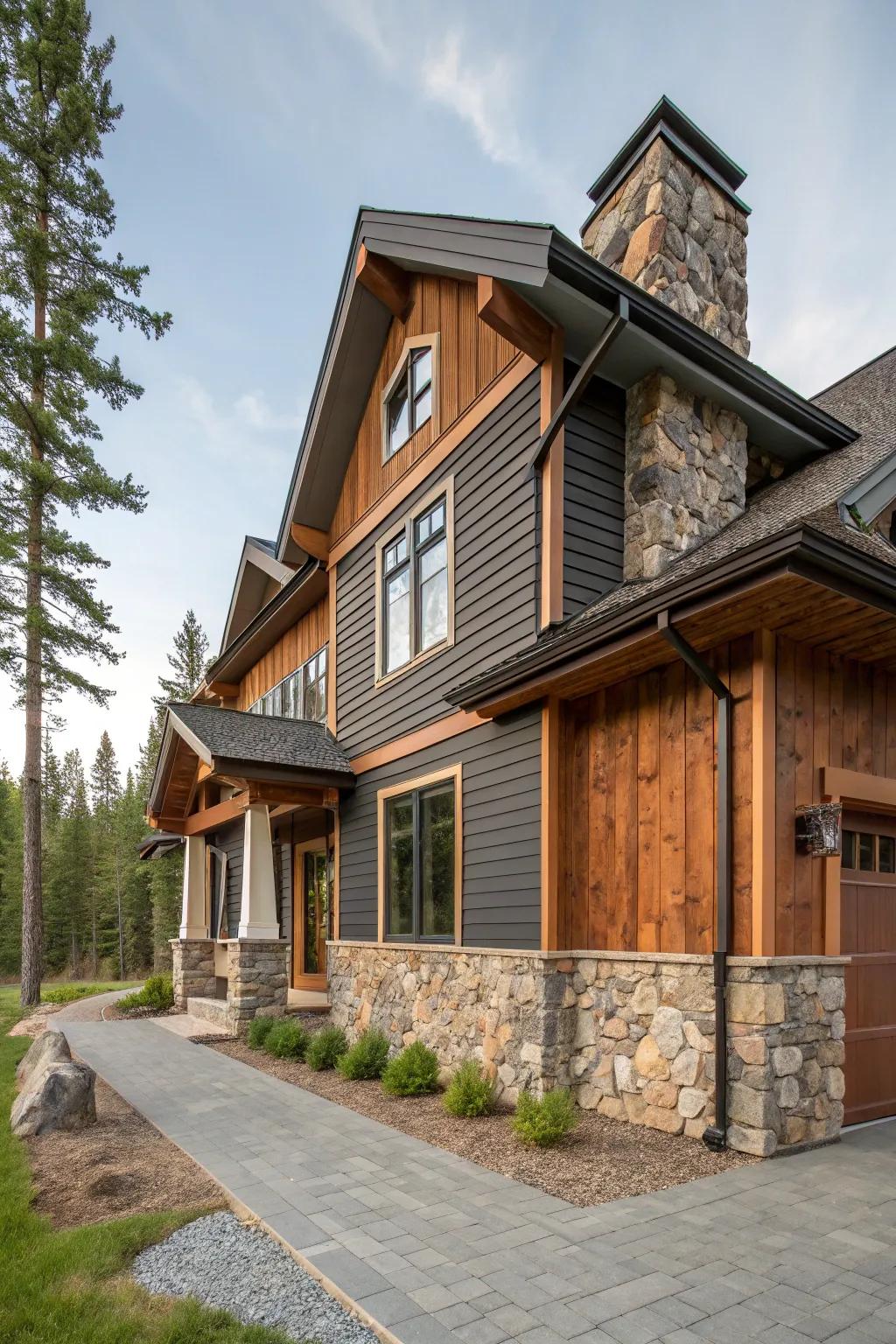 Textural variety in a stylish house exterior