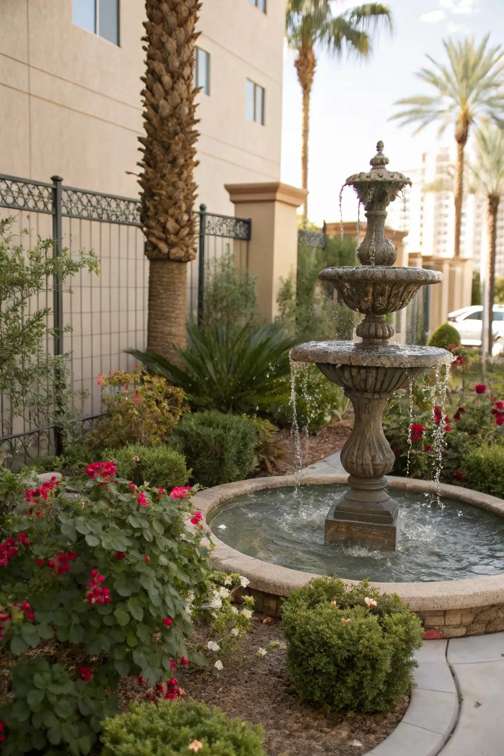 A water feature brings tranquility to your space.