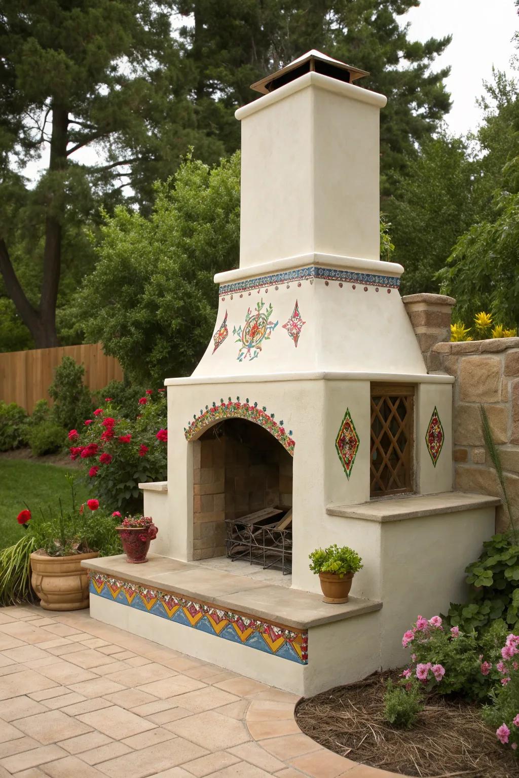 Smooth and customizable, a stucco fireplace fits any style.