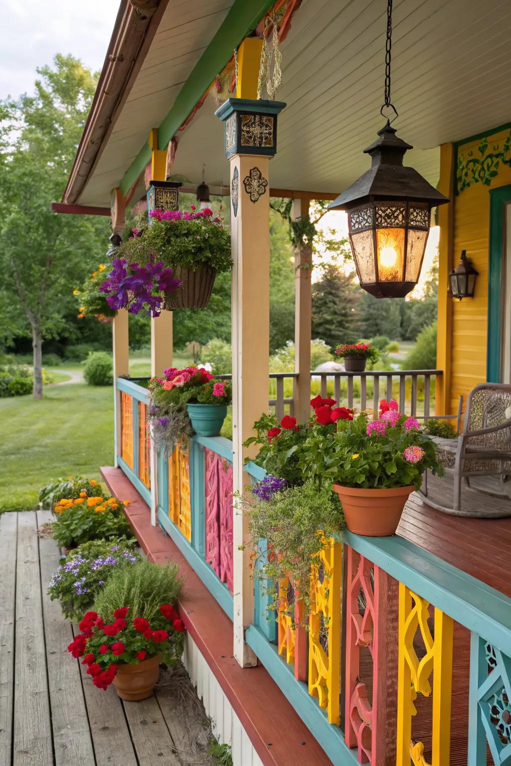 Color variations on the porch allow for personal expression and creativity.