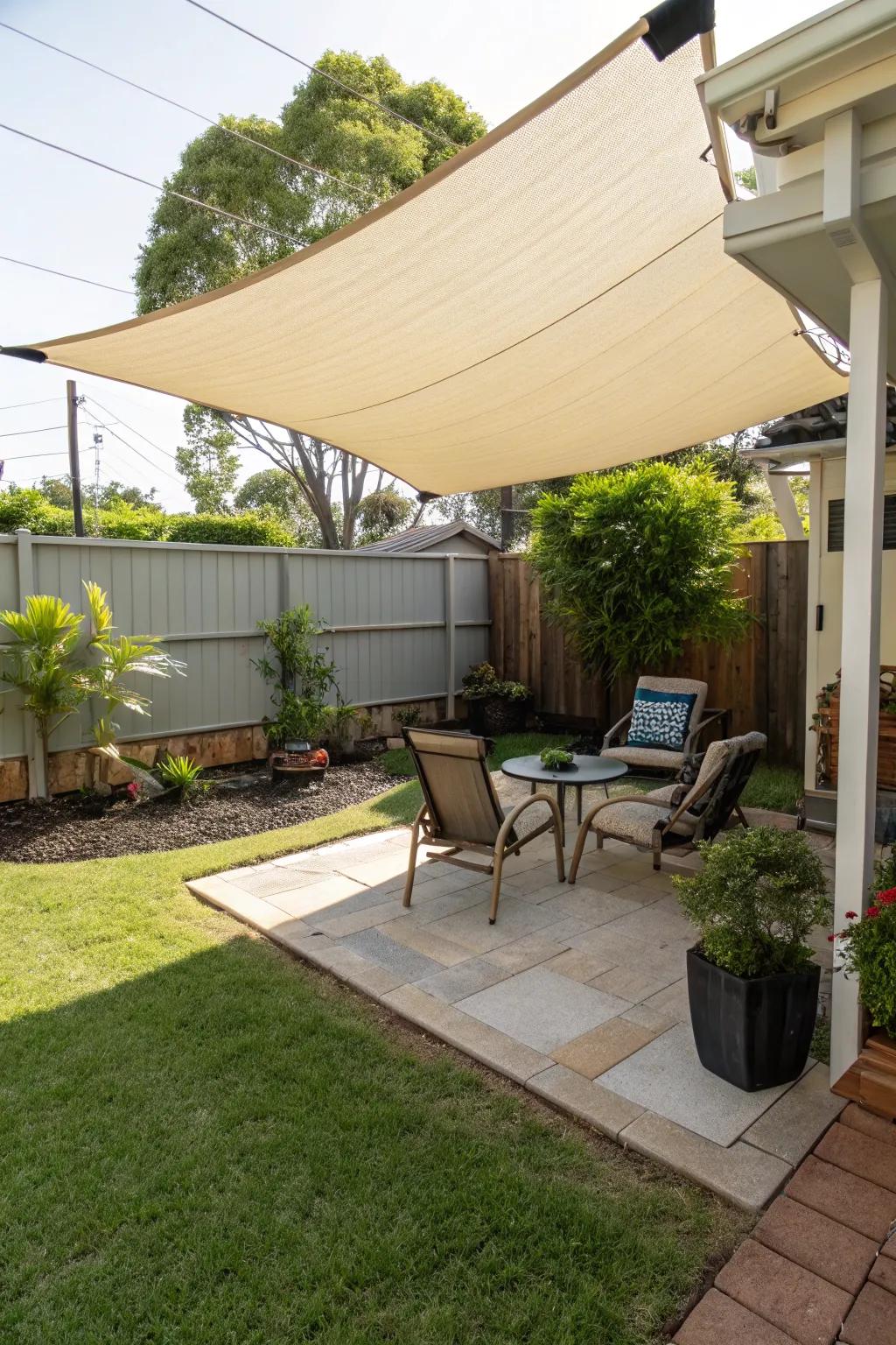 Shade sails offer protection from the sun while adding style.