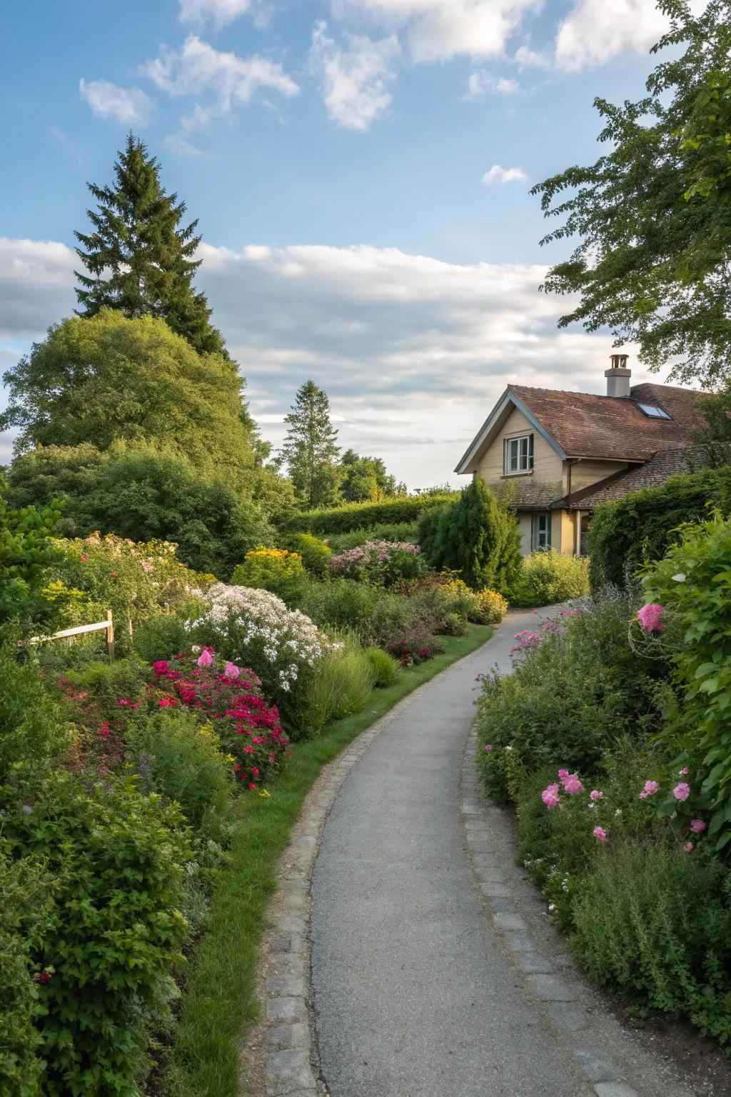 Curved pathways create a soft, inviting flow.