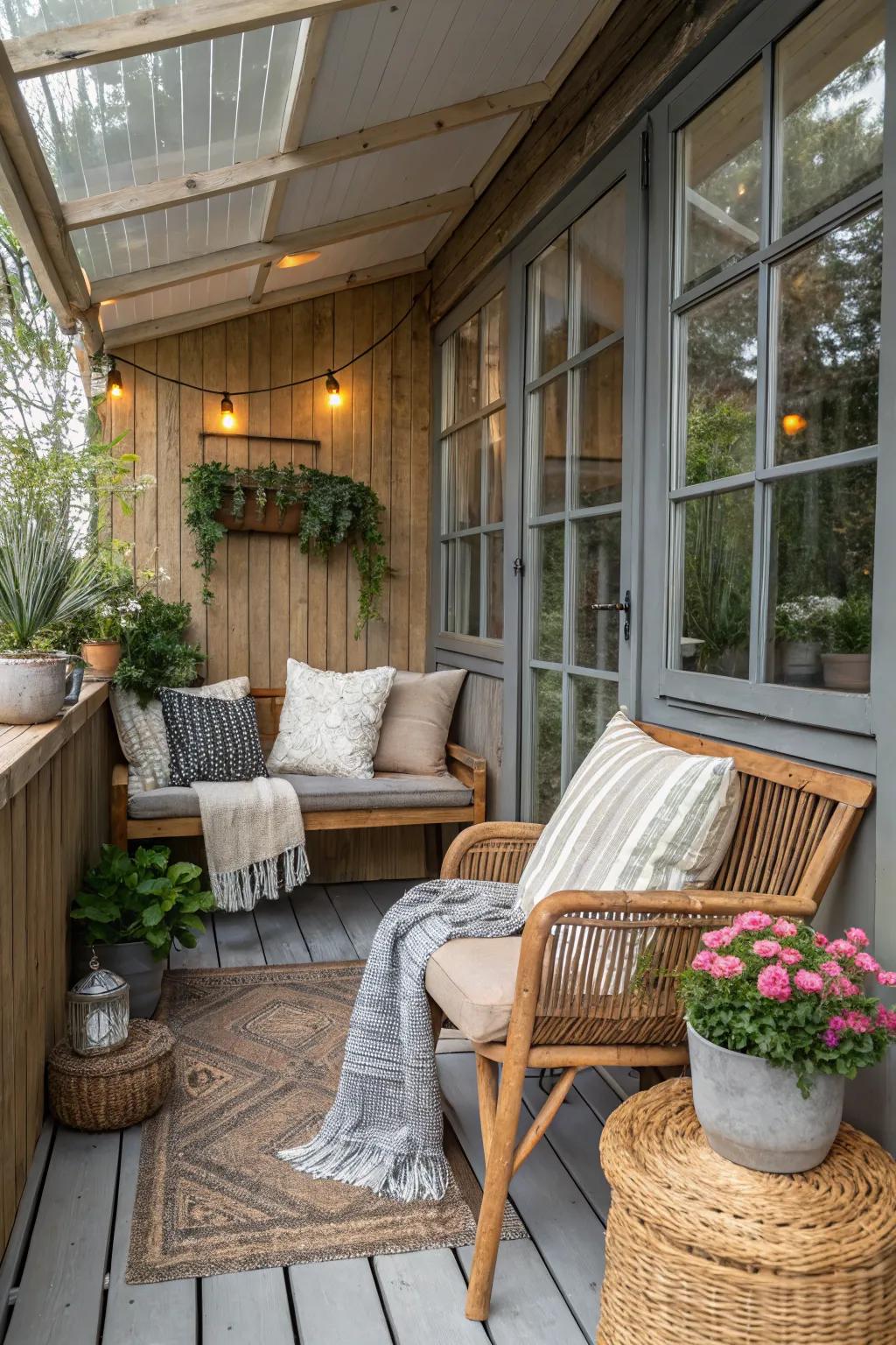Layered textures create a cozy and inviting ambiance.