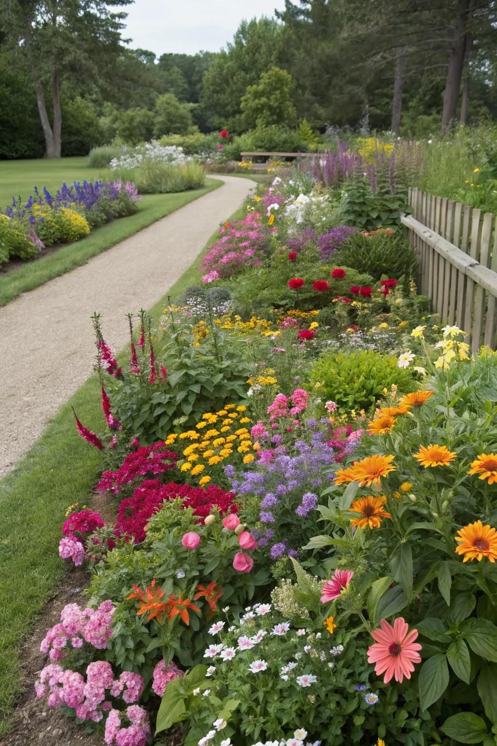 A mix of plants ensures a garden that’s always in bloom.