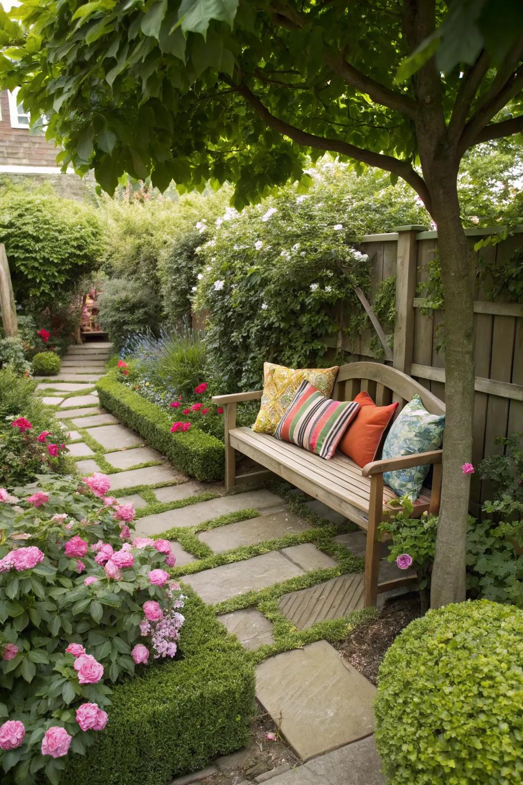 A cozy seating area perfect for relaxing in the garden.