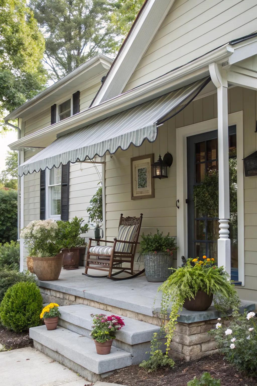 Simple awning adding instant charm.