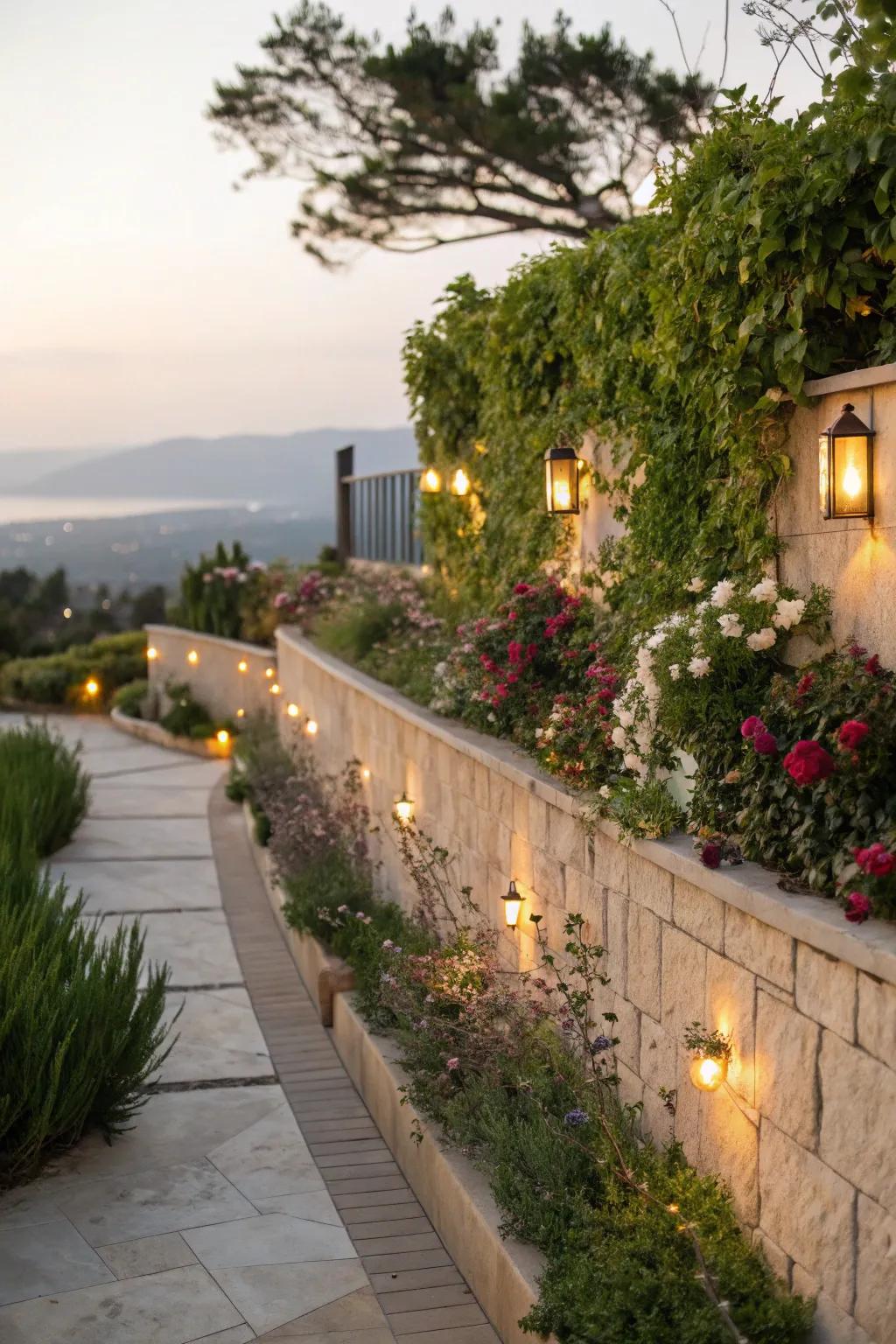 Decorative touches enhance the wall's charm.