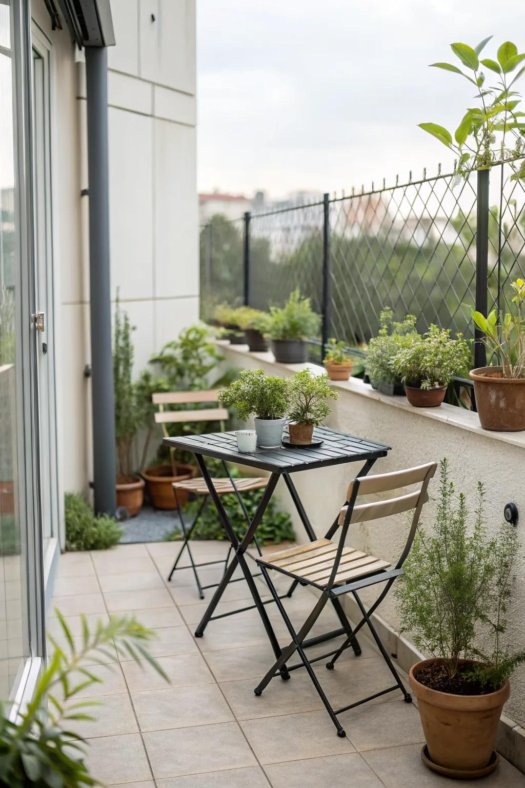 A foldable dining set is ideal for small patios.