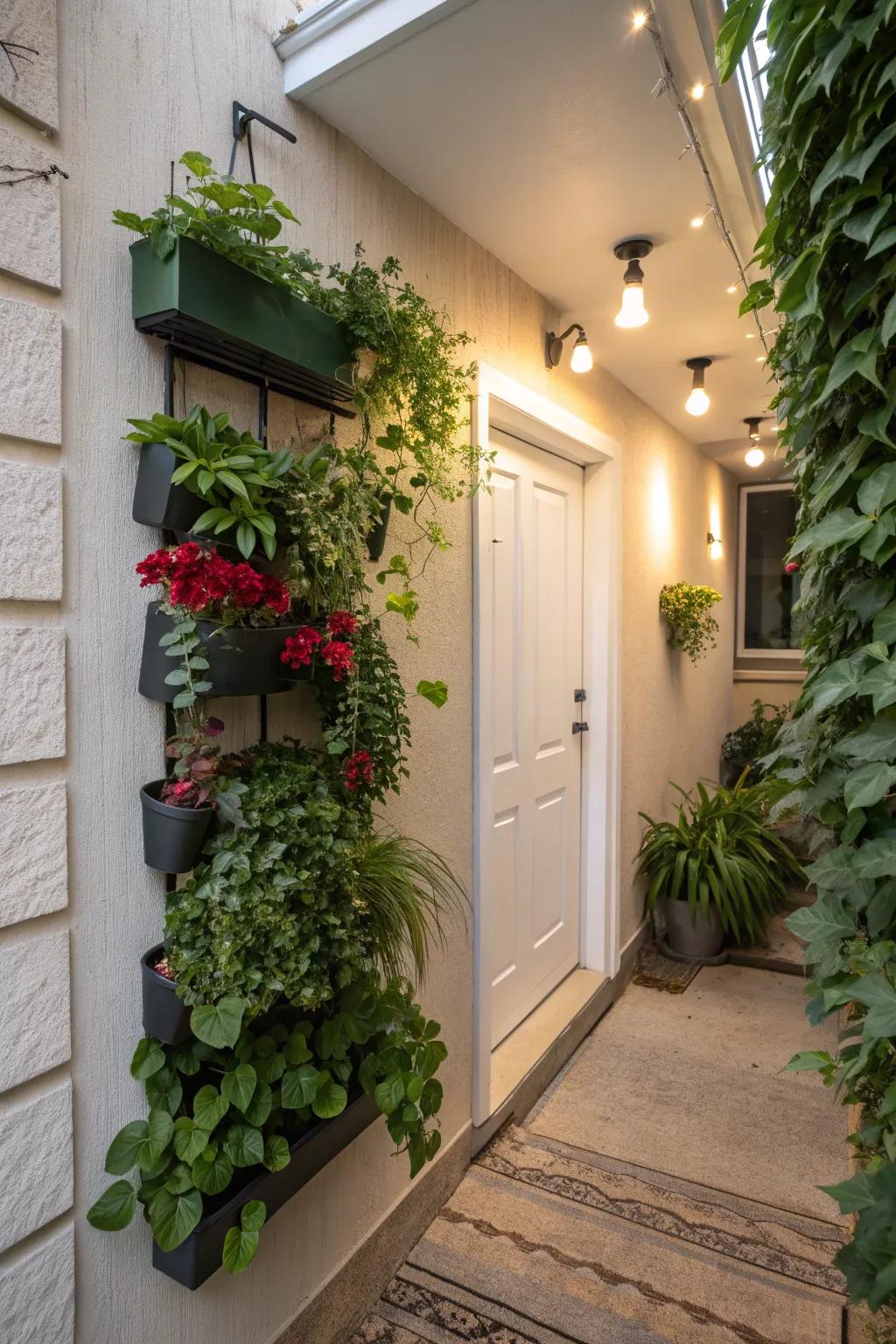 A vertical garden brings lush greenery to compact spaces.
