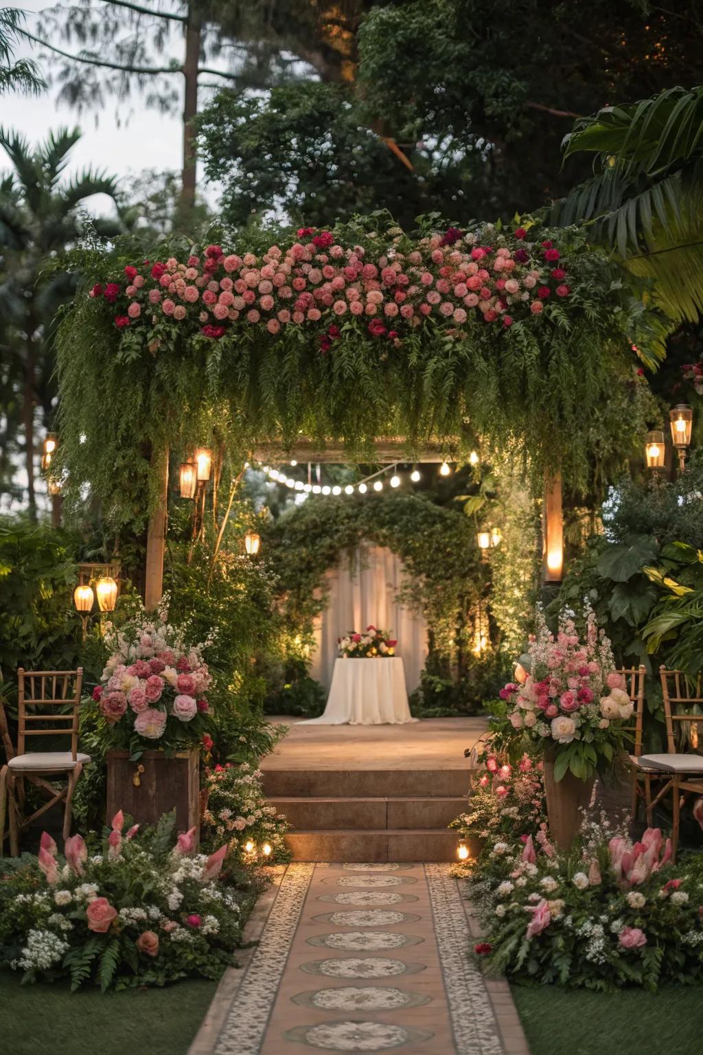 Greenery and florals bringing vibrancy to the venue.