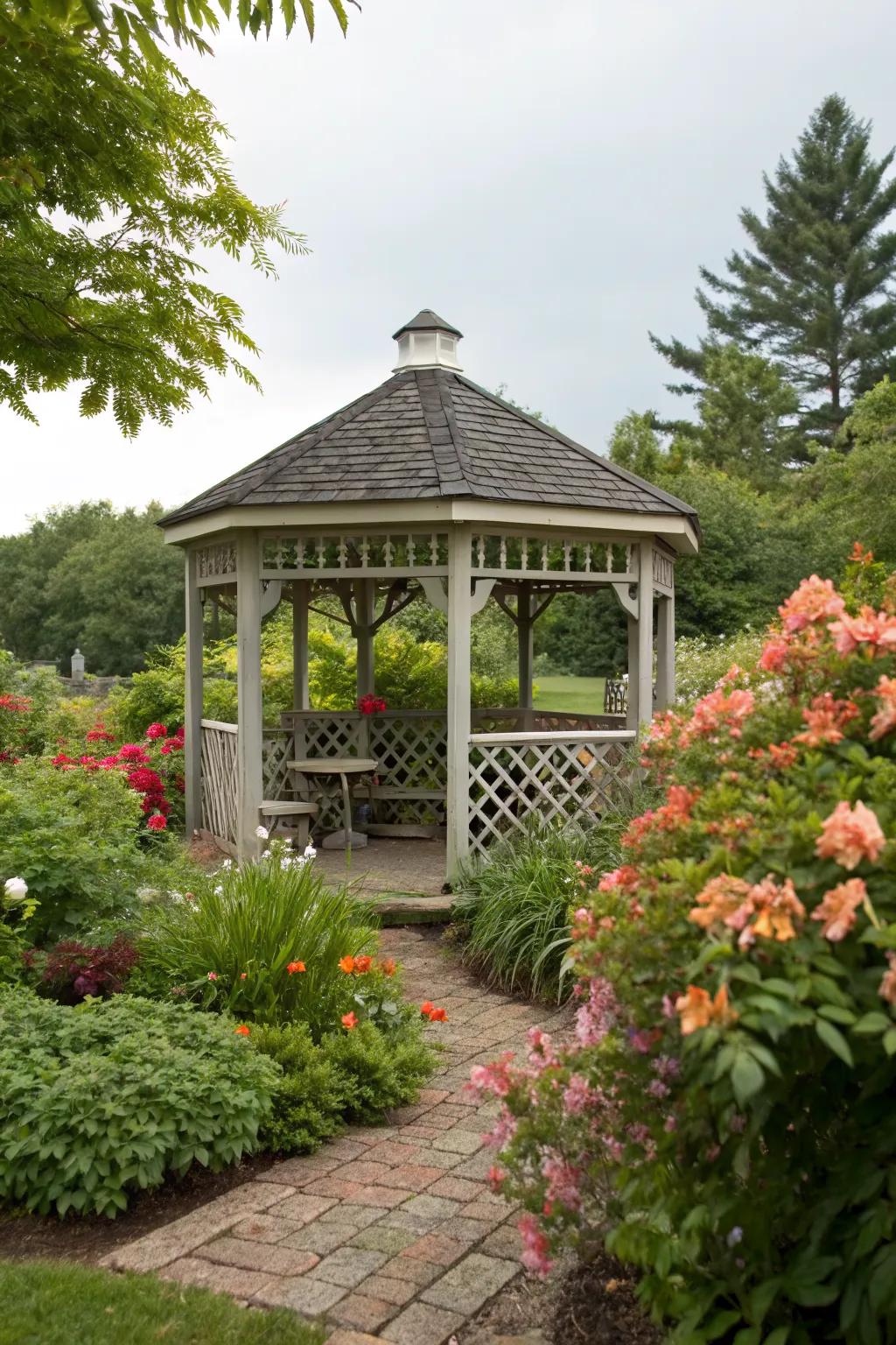 Nature integrated with a small patio gazebo.