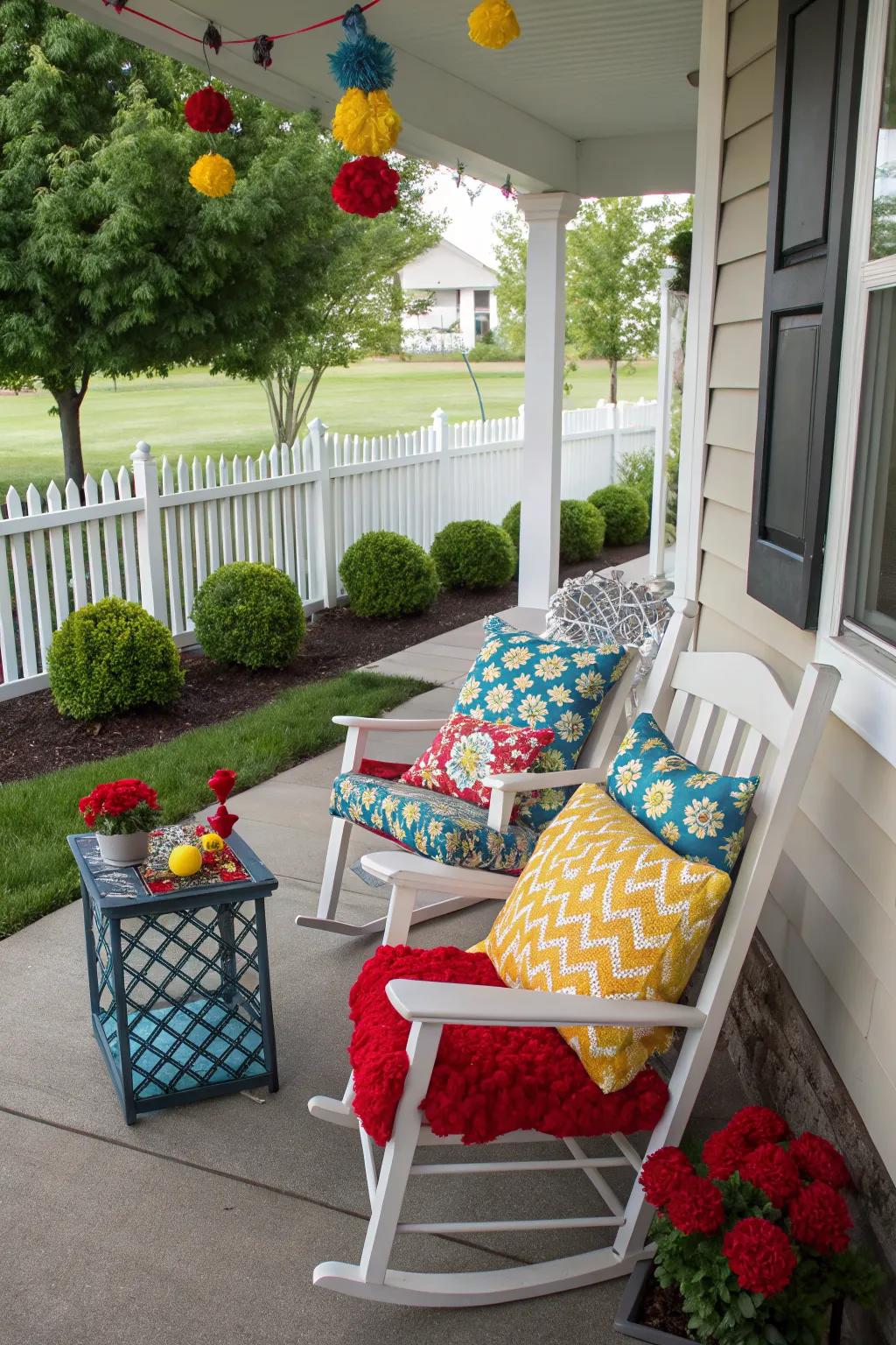 Colorful accents bring energy and personality to your porch.