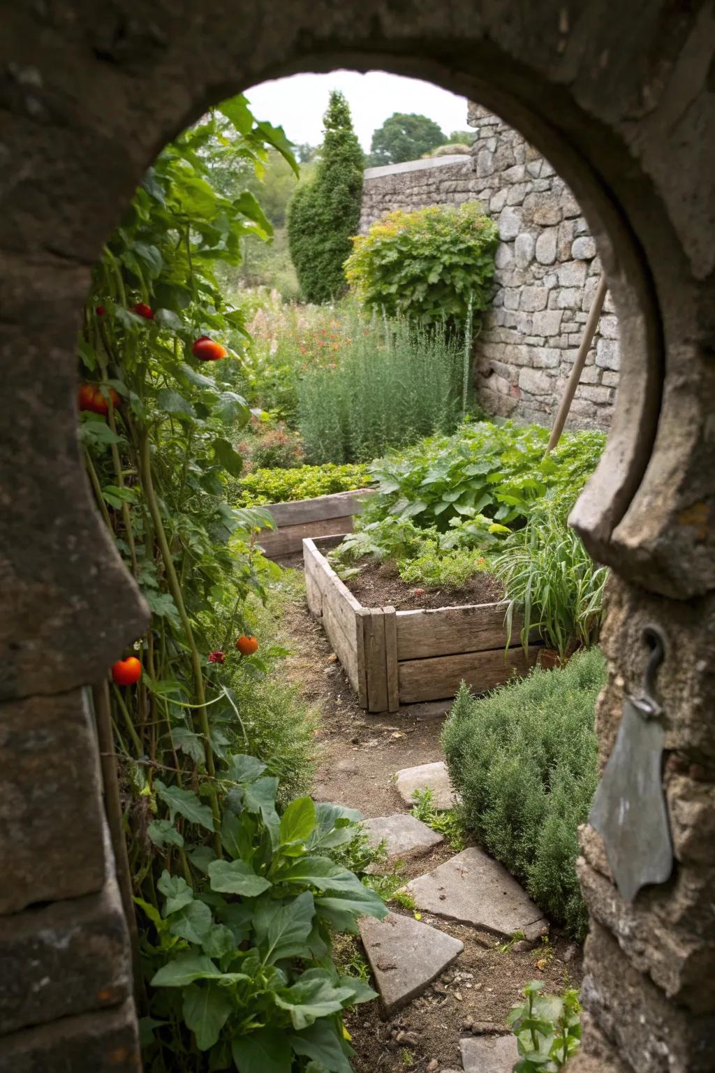 Keyhole gardens optimize space and boost soil fertility.