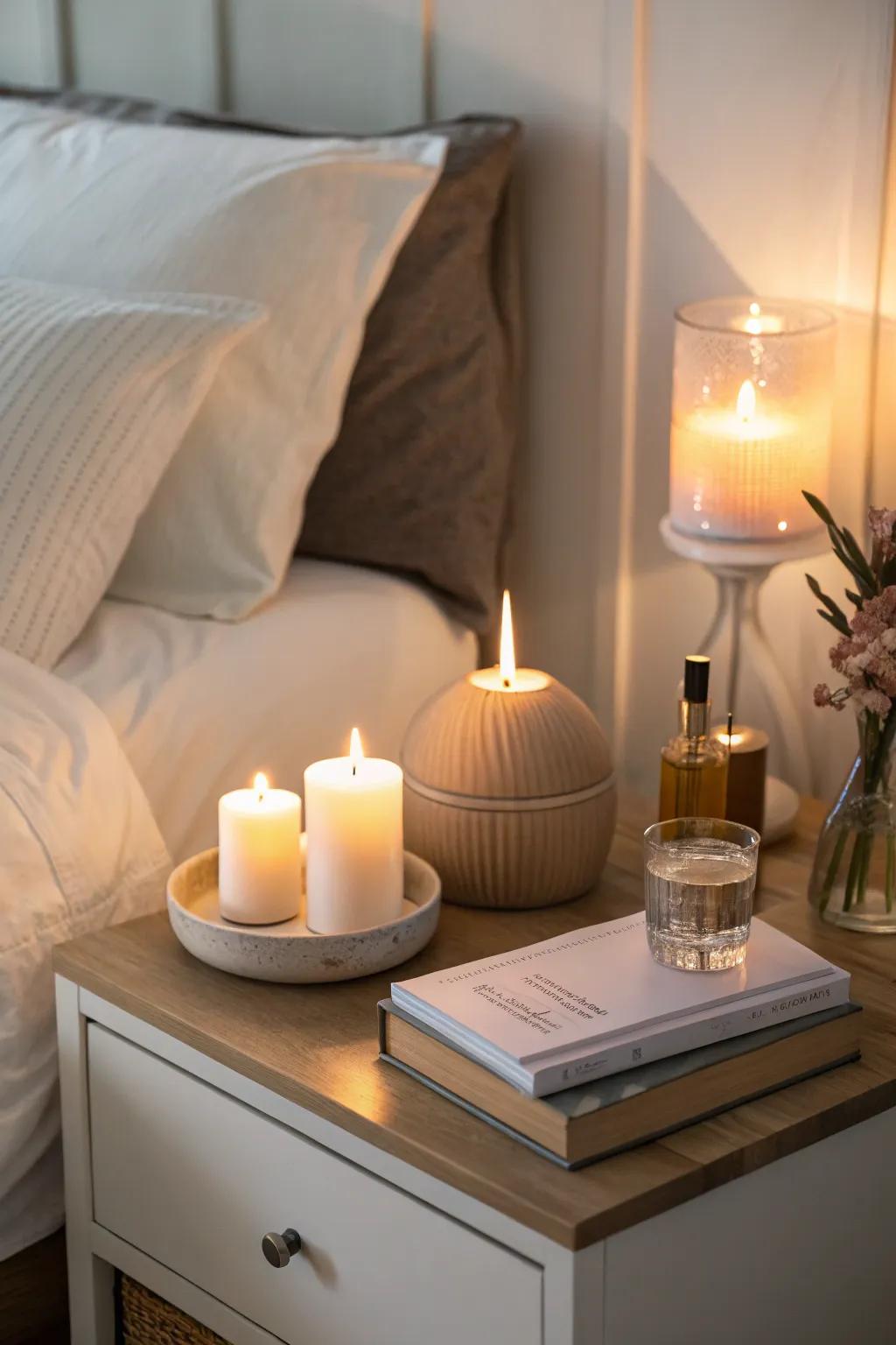 Aromas from candles and diffusers add another layer of tranquility.