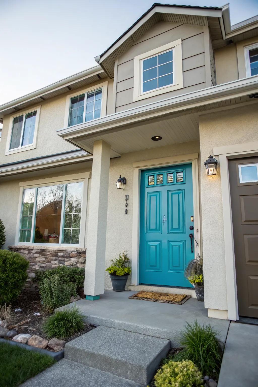 Unexpected accents like a bright door can make a bold, playful statement.
