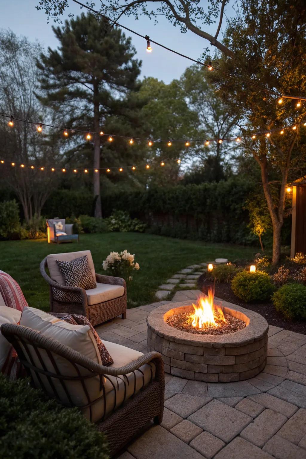 A fire pit turns your backyard into a social gathering spot.