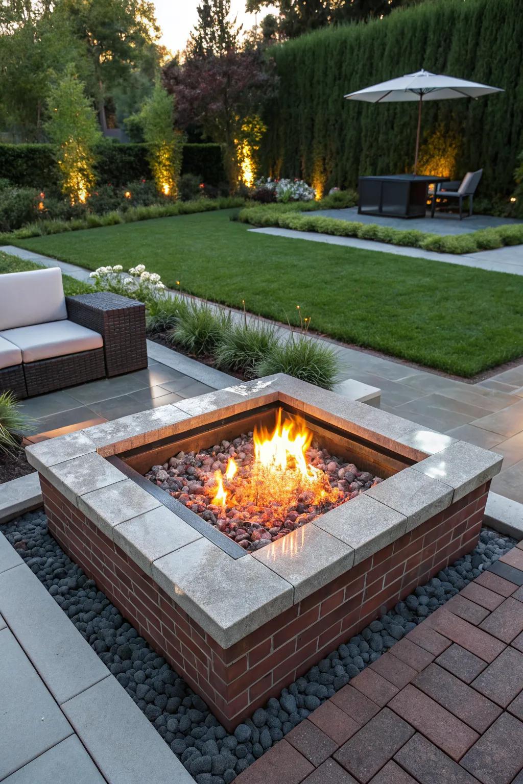 Reflective fire glass adds a contemporary touch to your fire pit.