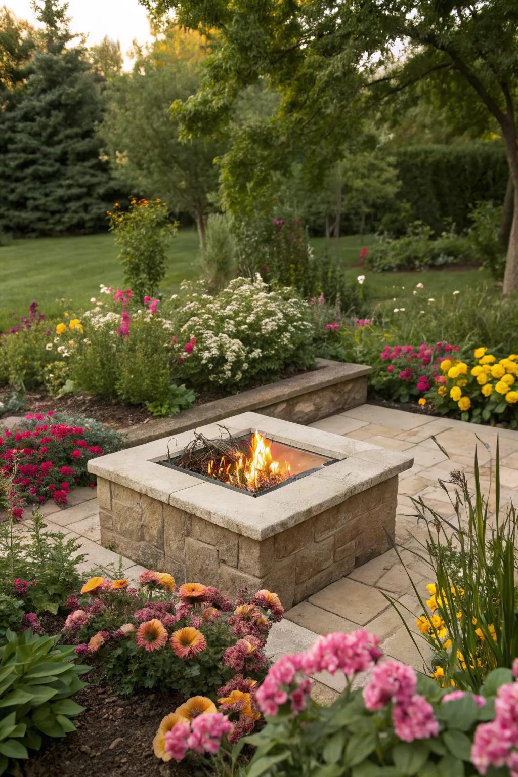 Integrating greenery enhances the natural beauty of your fire pit area.