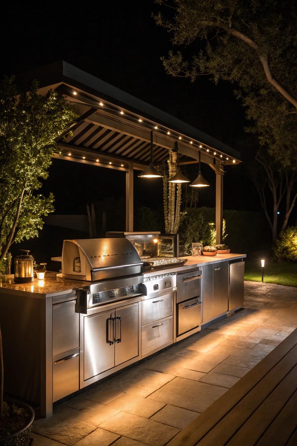 Set the mood with subtle outdoor lighting.