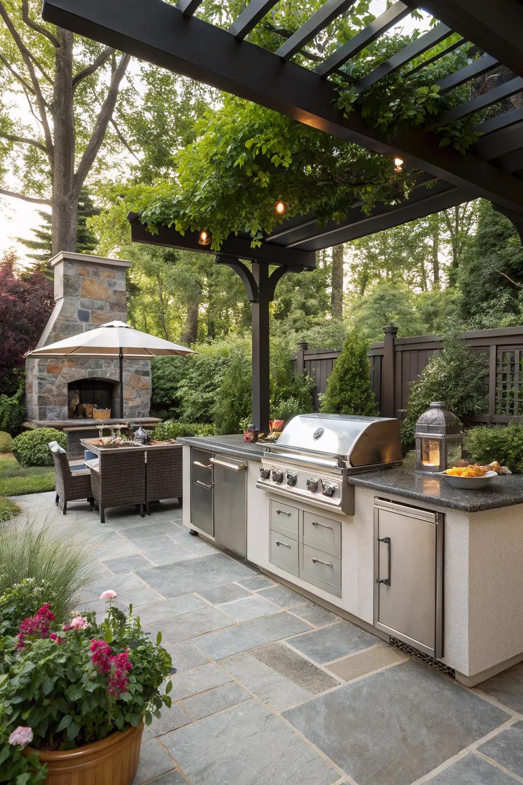 A patio transformed with a delightful outdoor kitchen.