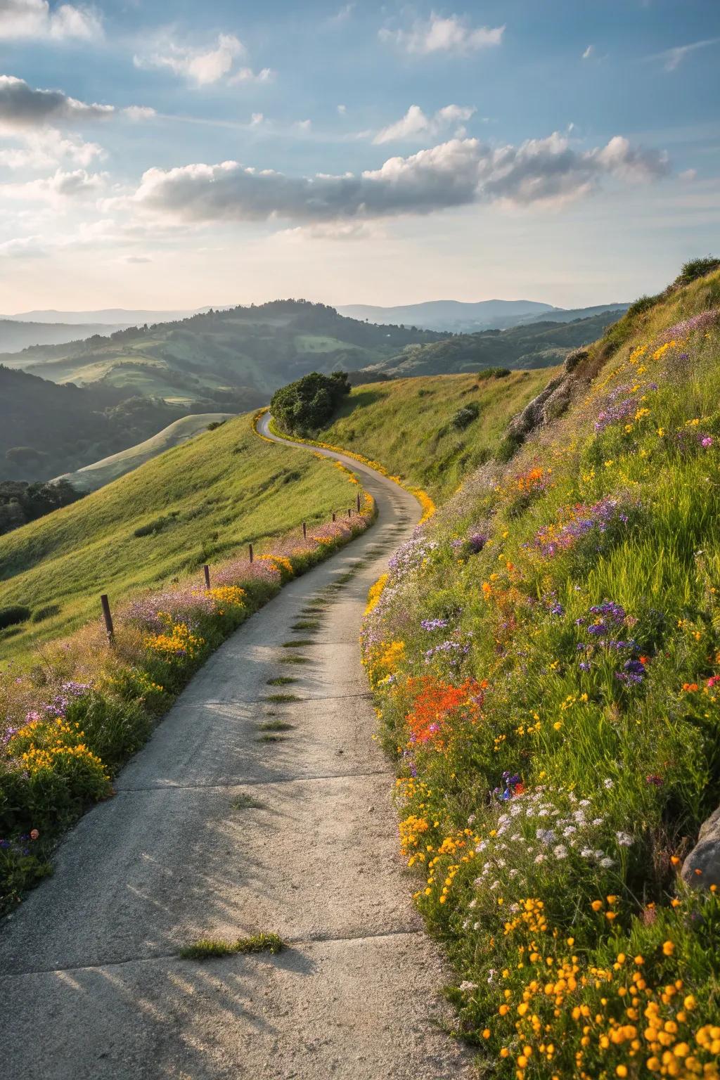 Wildflowers bring vibrant colors and attract pollinators.