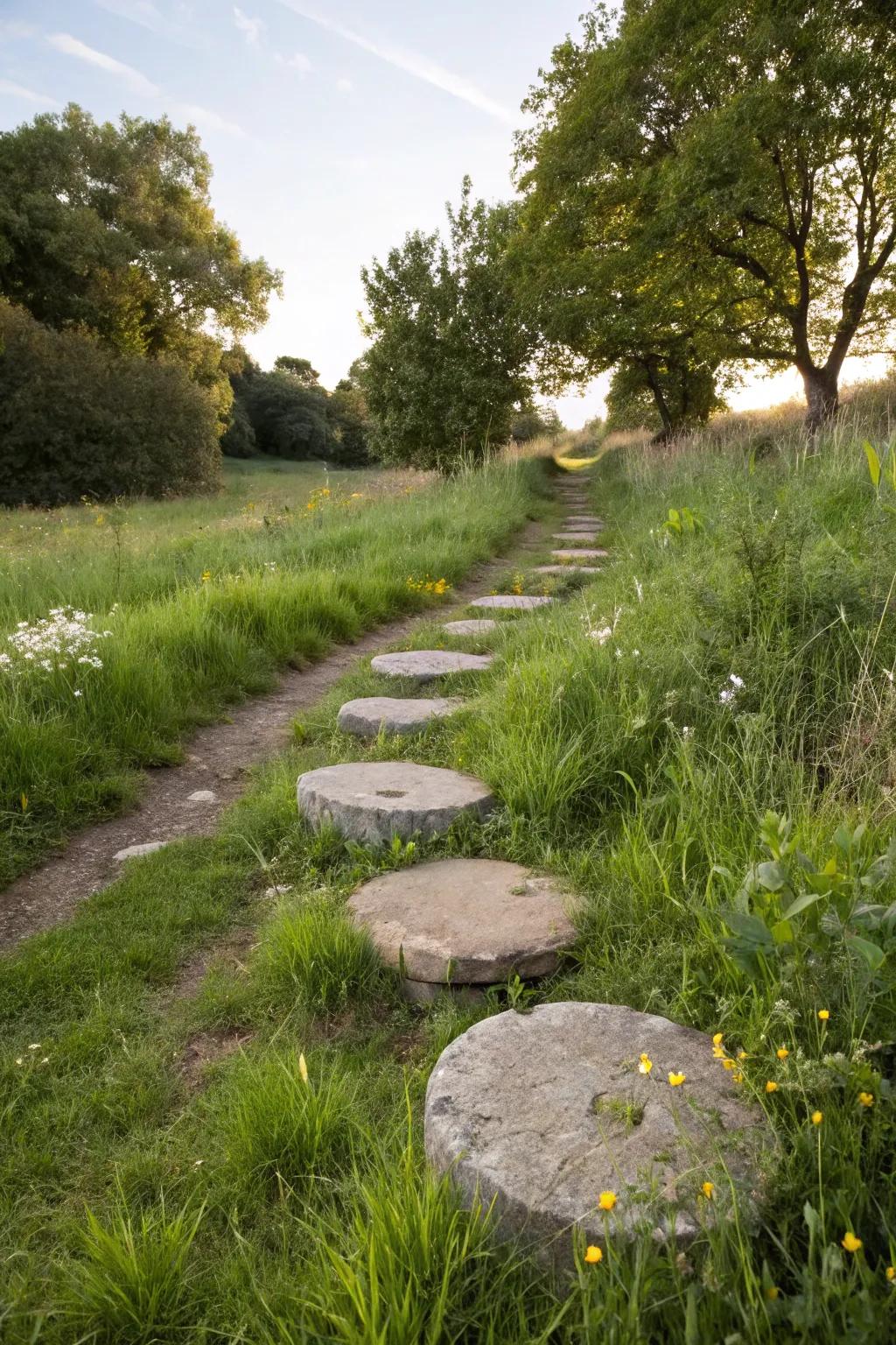 Floating stone effect for a light and airy garden pathway.