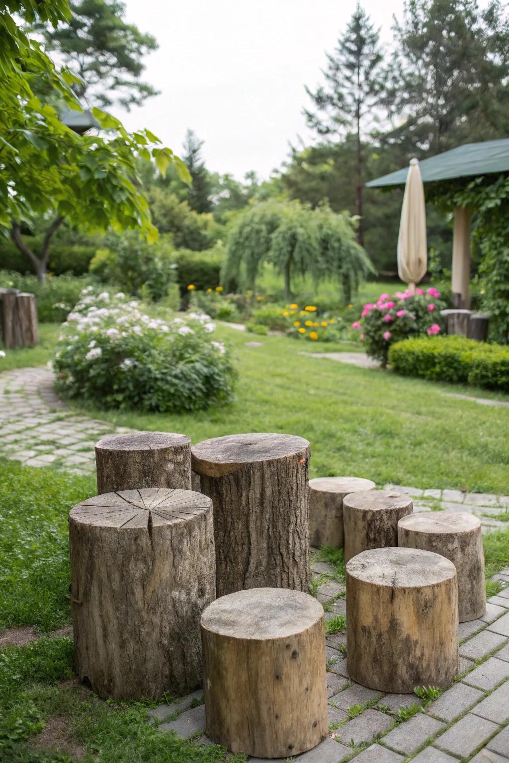 Engage everyone with dynamic, multi-level stump seating.
