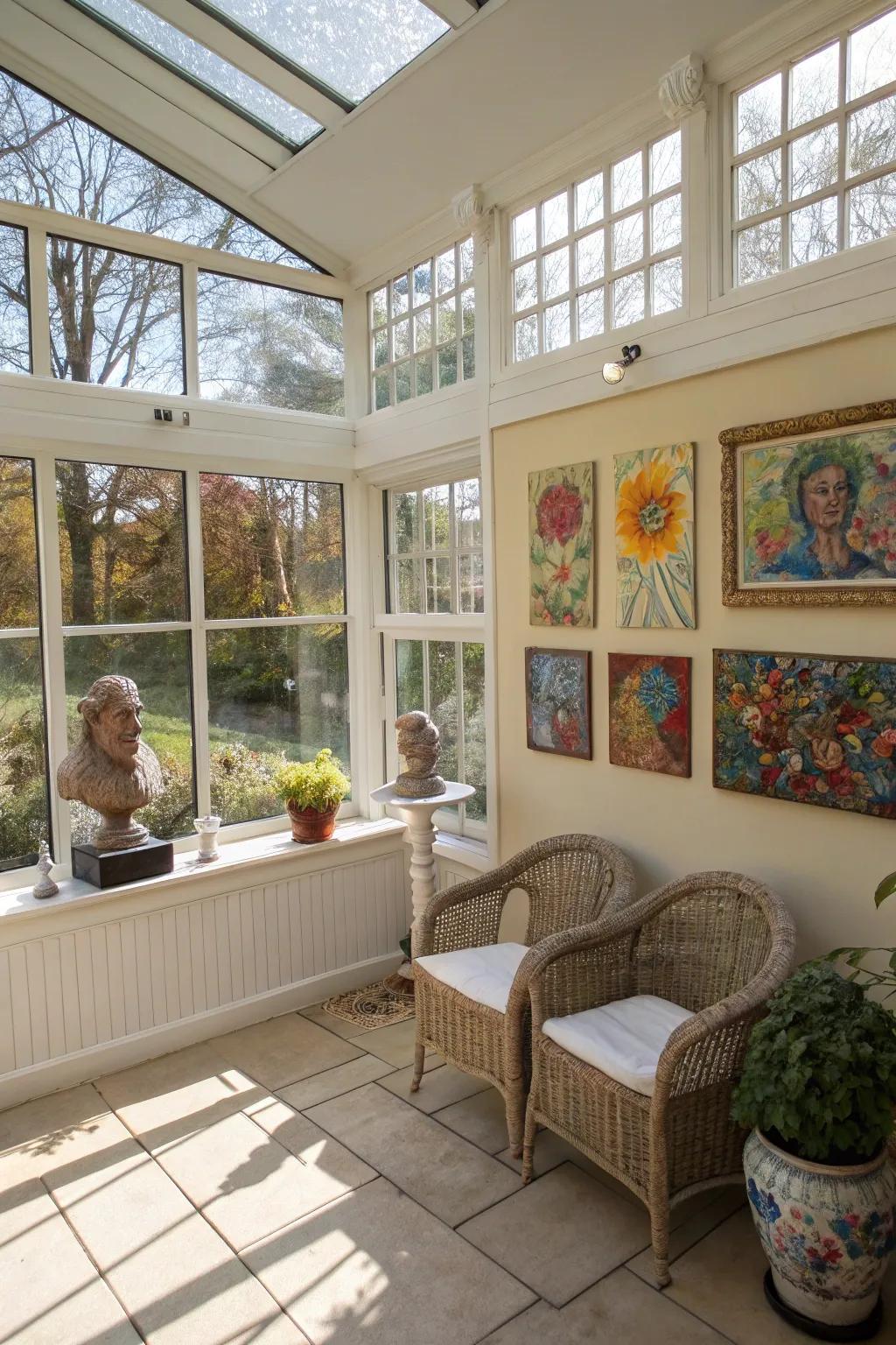 Artistic touches personalize your sunroom.
