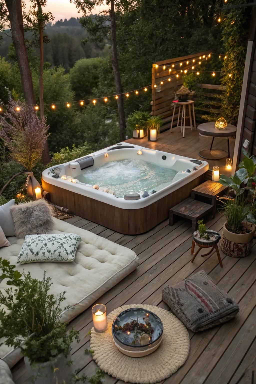 Comforting accessories enhance the enjoyment of your hot tub area.
