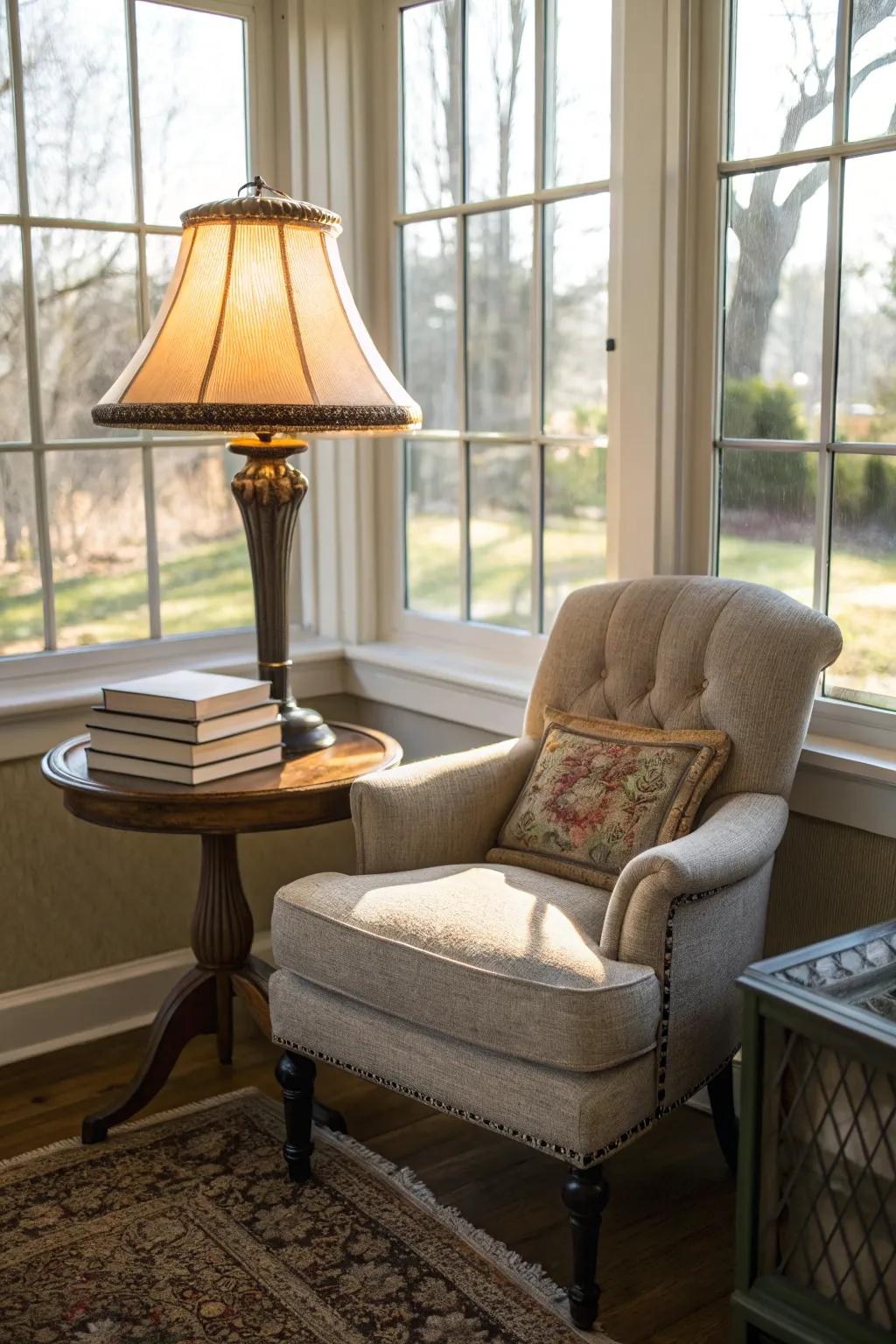 A cozy nook perfect for unwinding with a good book.