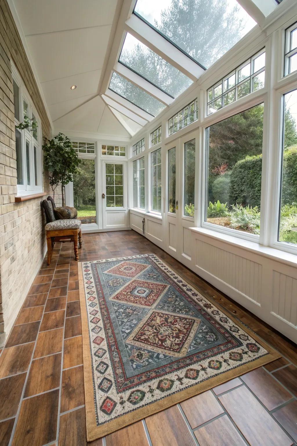 Enhance your sunroom with varied flooring options.