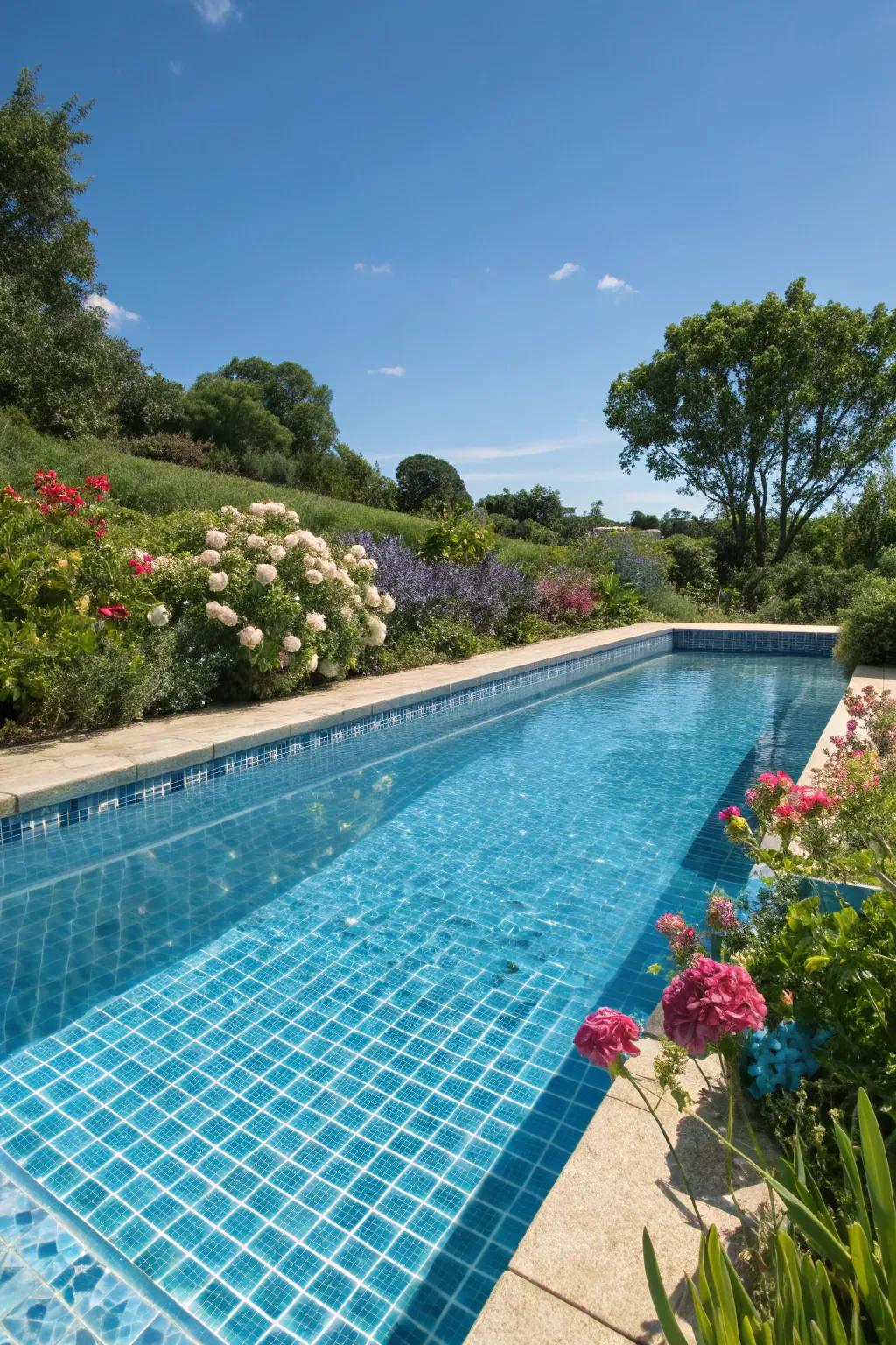 Ice blue pools provide a cool and refreshing vibe.