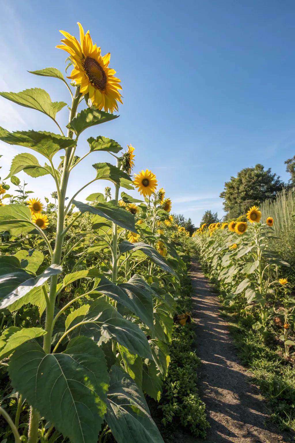 Bring sunshine to your garden with giant sunflowers.