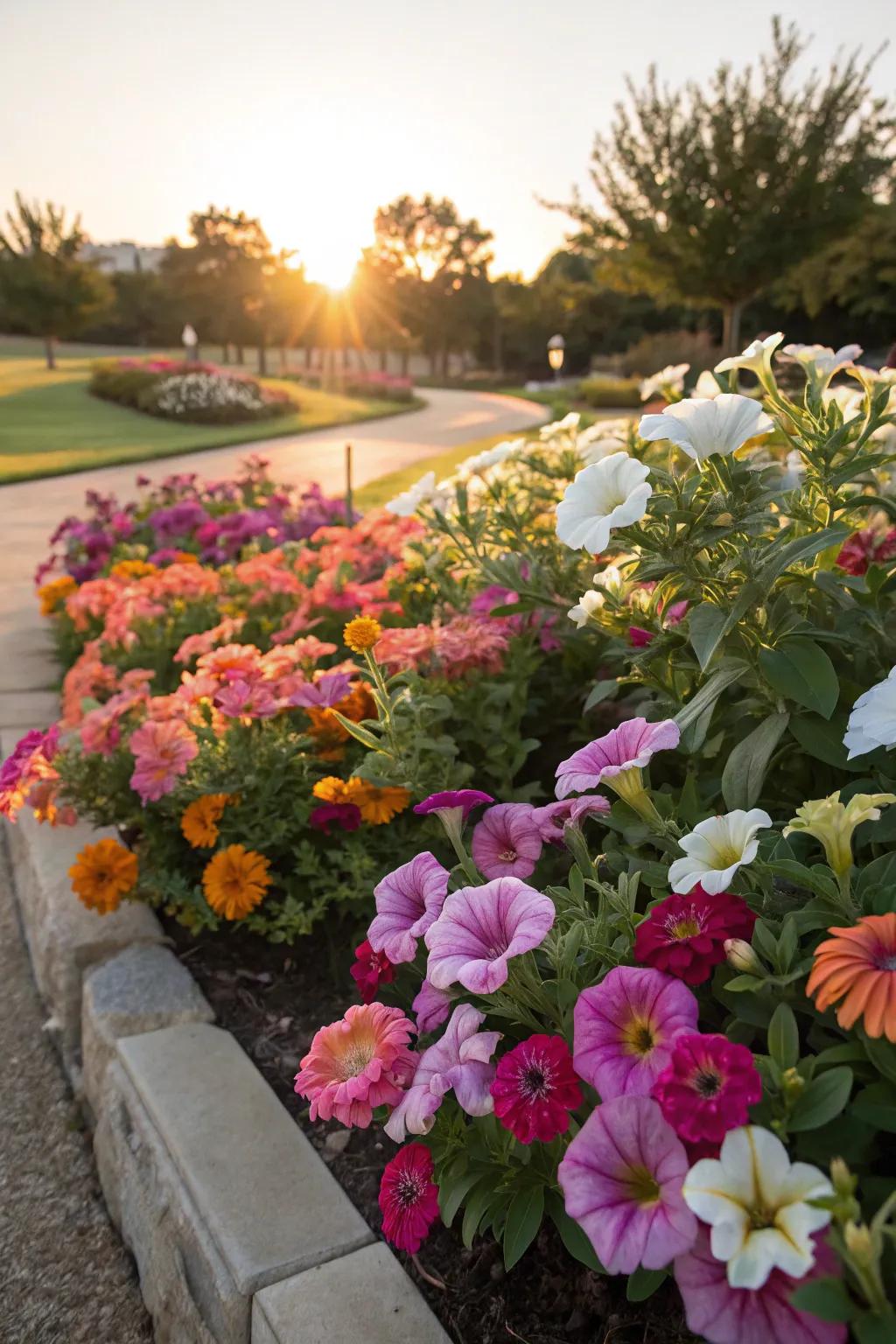 Seasonal annuals add vibrant color to this Texas garden.