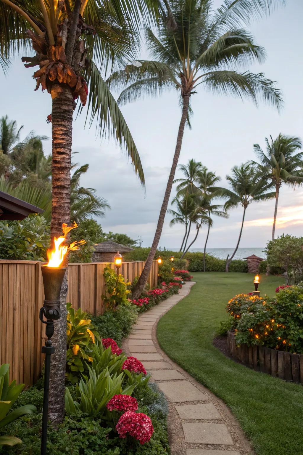 Turn your backyard into a tropical oasis with tiki torches.
