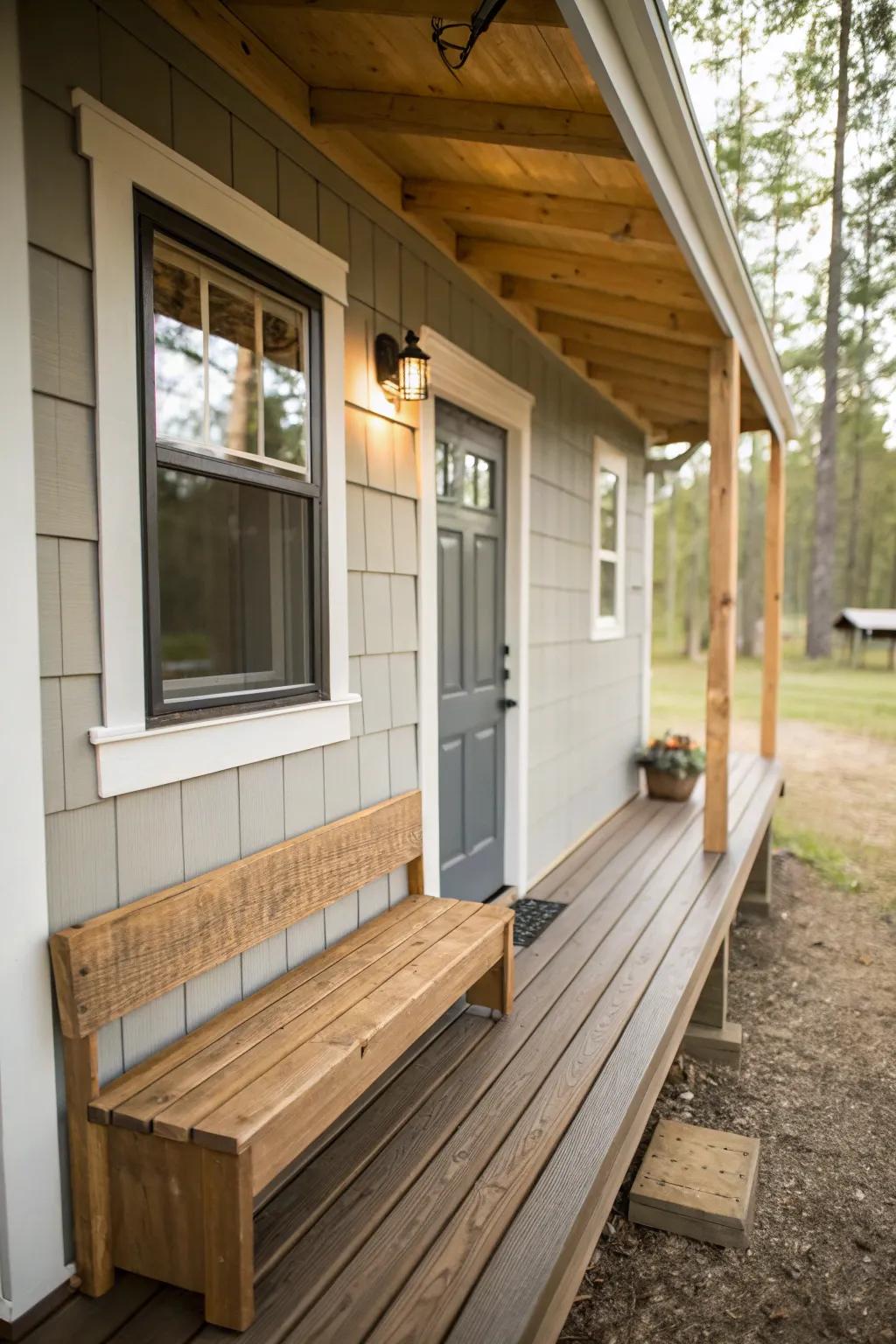 Efficient use of space with a built-in bench.