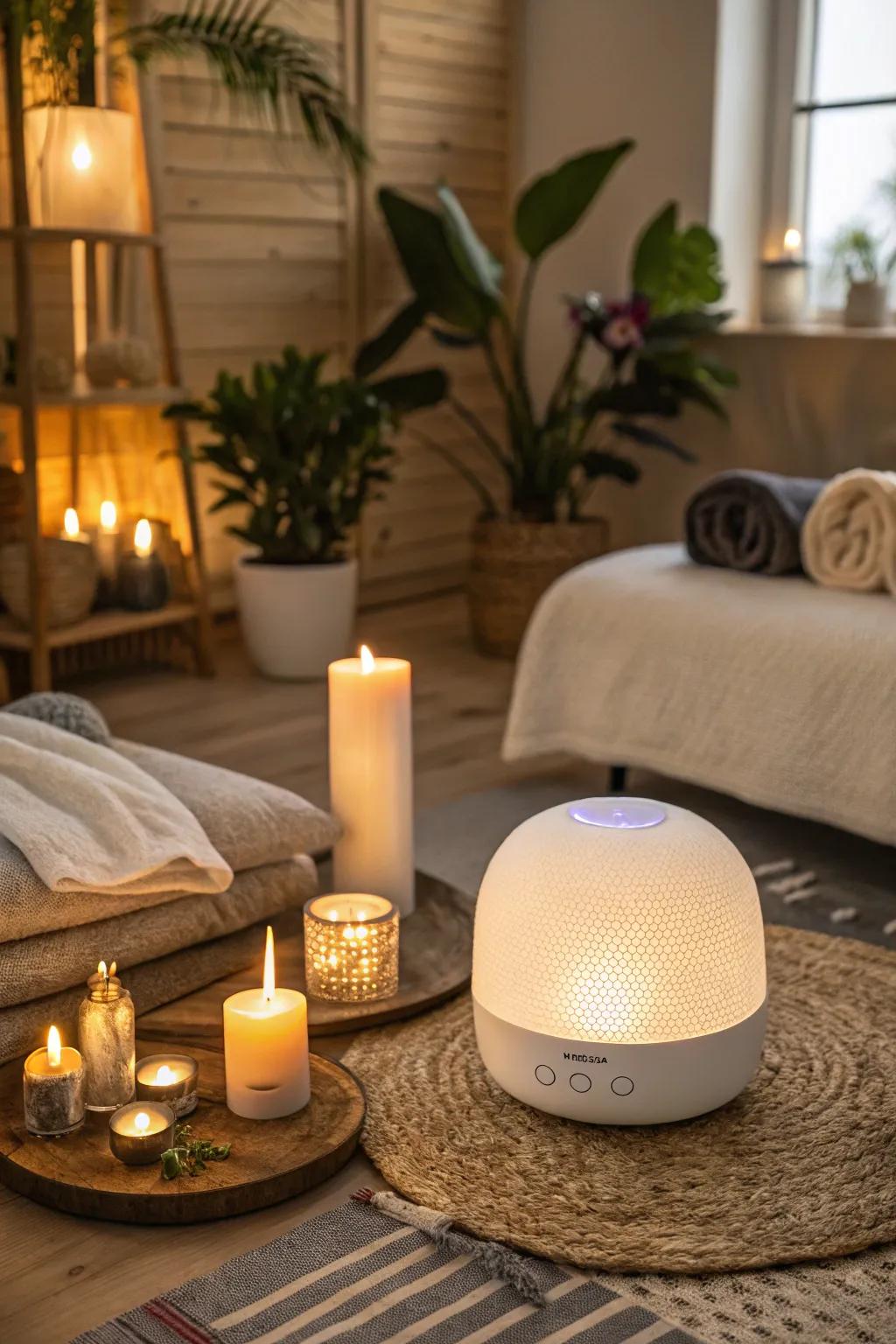Soothing music adds to the calming ambiance of a toddler spa day.