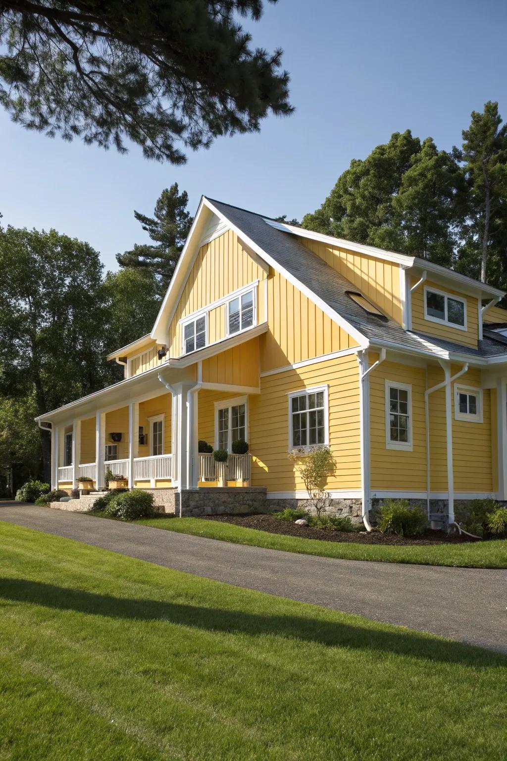 Sunny yellow exteriors exude warmth and happiness.
