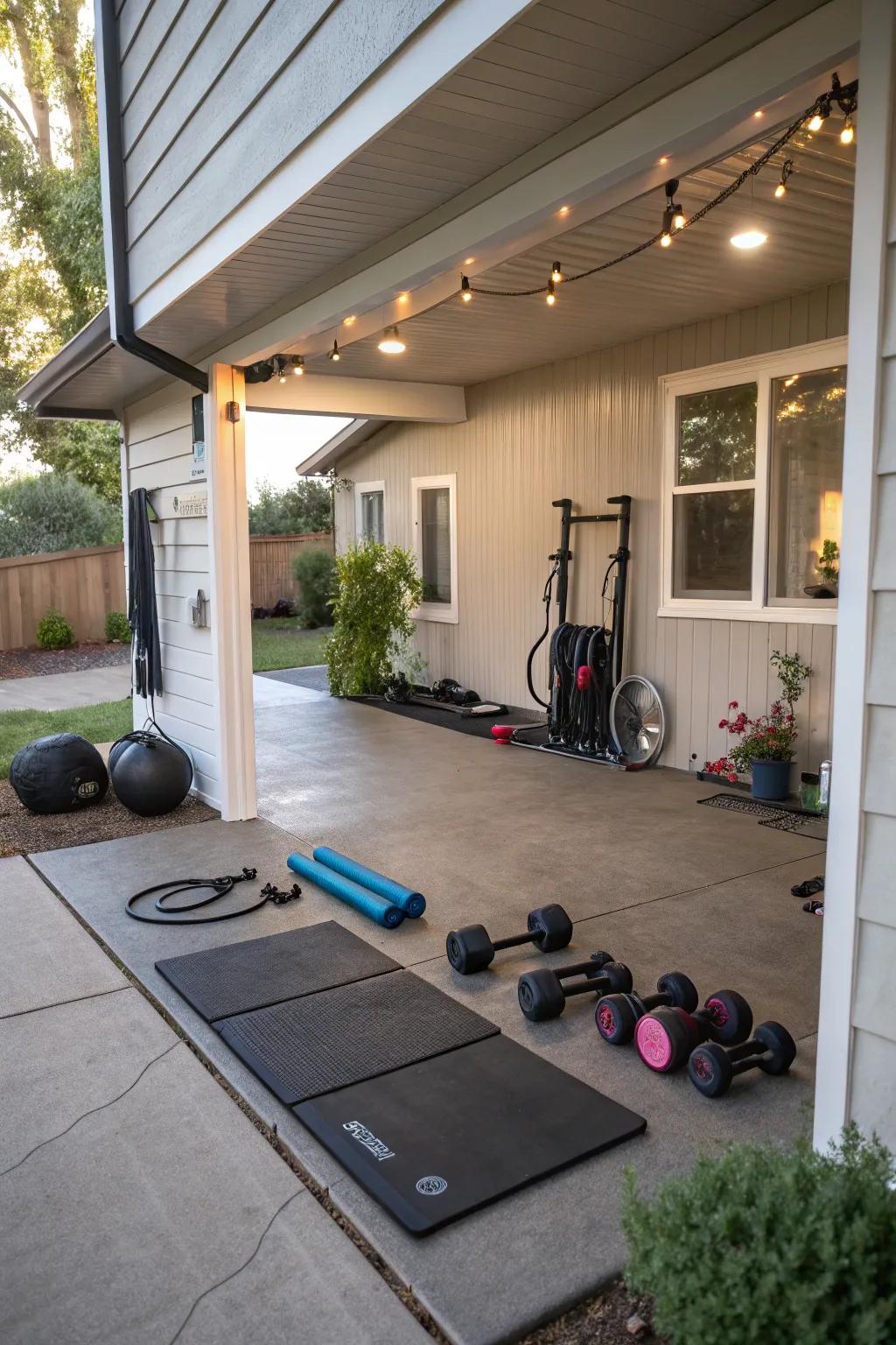 A convenient home gym for fitness enthusiasts.