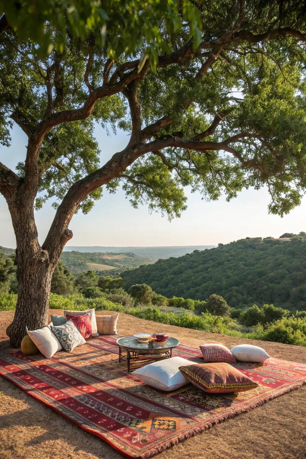 An outdoor rug adds warmth and style to your patio.