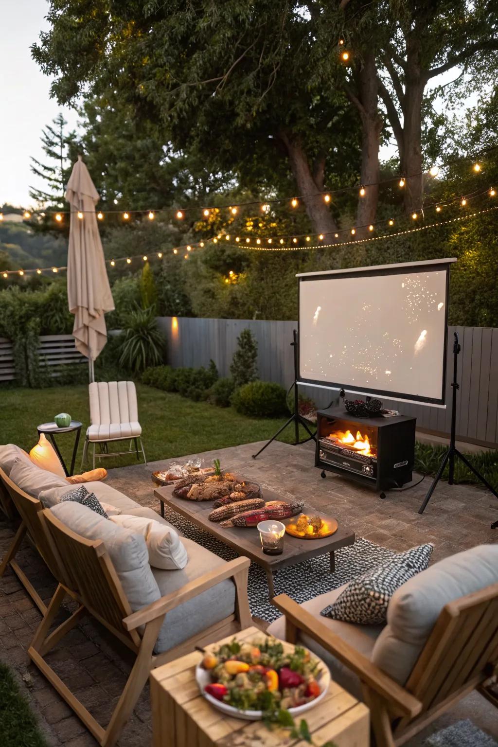 Enjoy a movie night with a BBQ twist in your own backyard.
