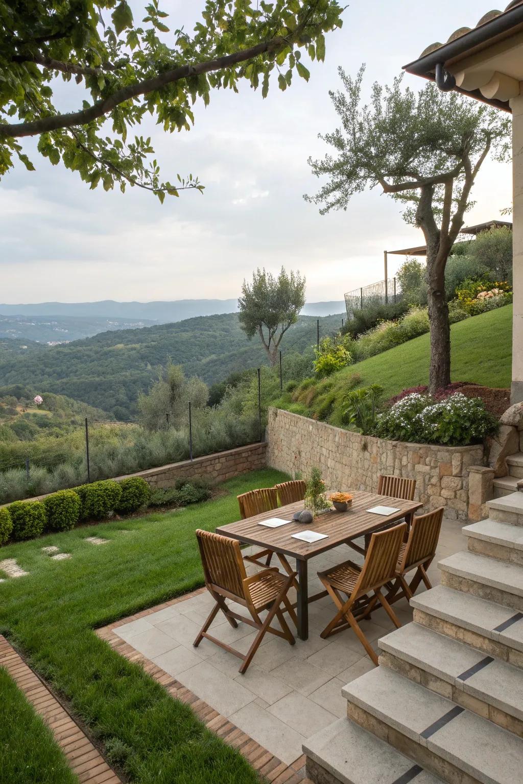 Enjoy meals with a view in your terraced dining area.