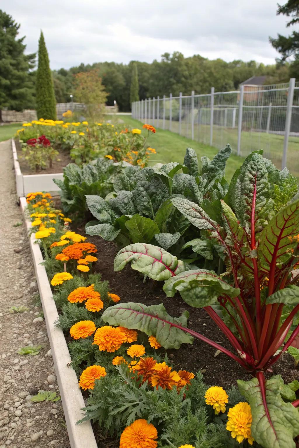 A vibrant, unexpected blend of vegetables and flowers.