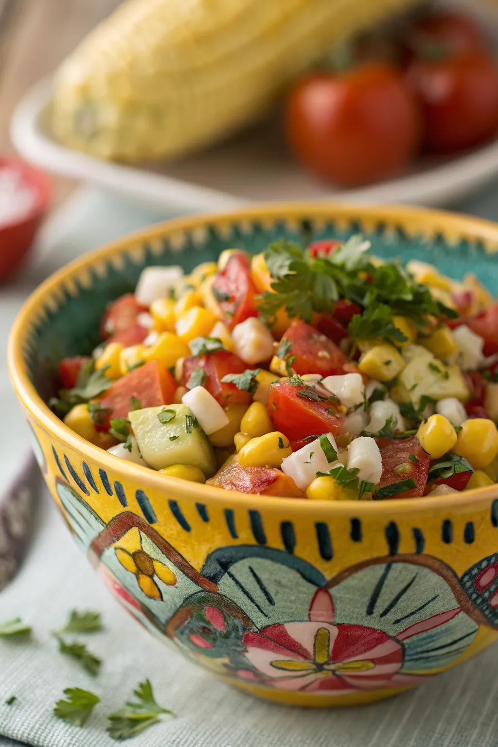 Sweet corn kernels add a touch of sweetness and crunch.