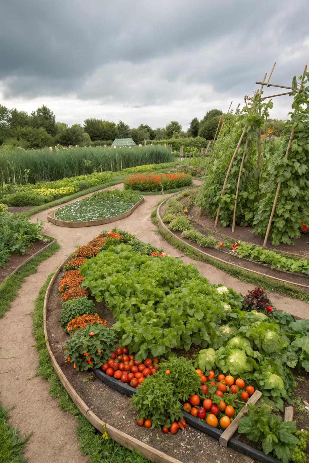 Circular beds offer a unique and eye-catching garden layout.