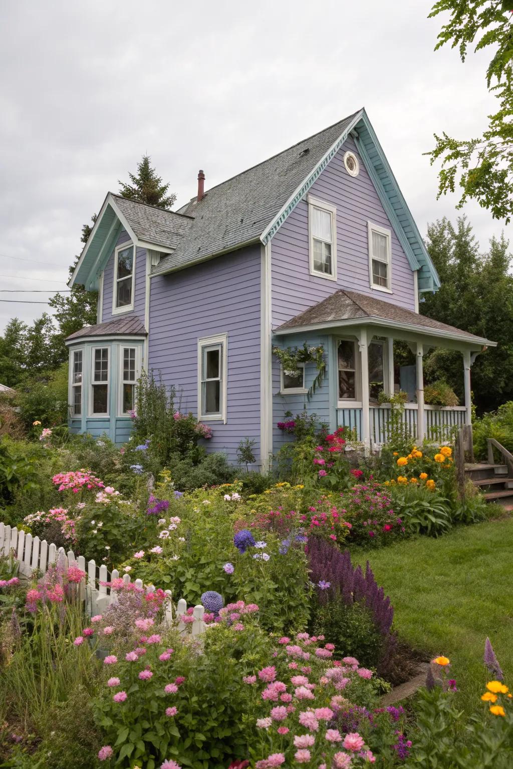 Lavender blue offers a charming and unique exterior.