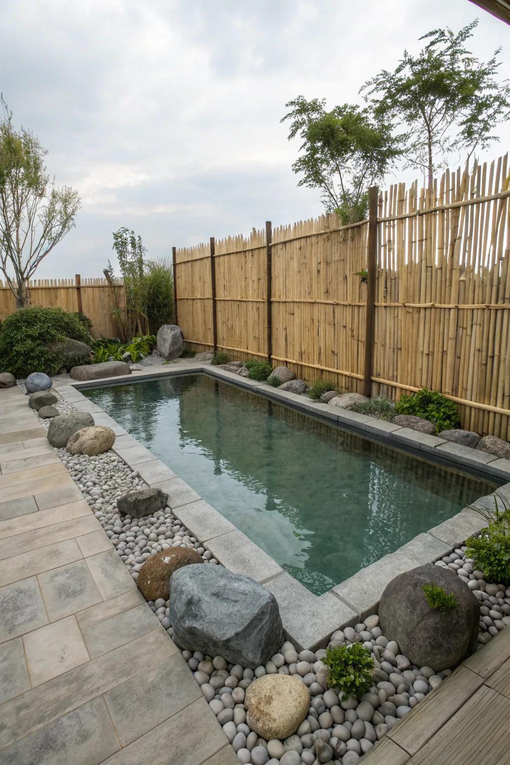 A Zen-inspired design transforms this wading pool into a peaceful retreat.