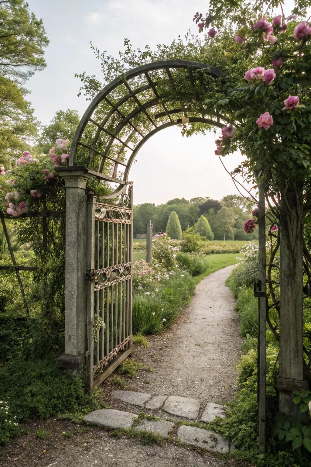 Decorative garden entrance with arch