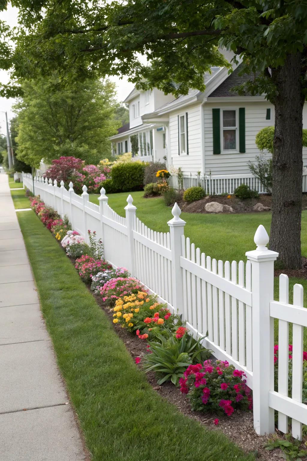 Timeless and charming, a classic white picket fence adds iconic appeal to any home.