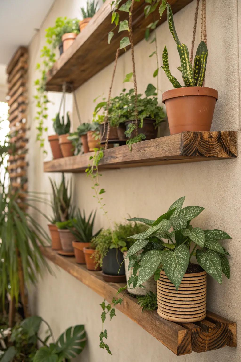 Minimalist floating shelves for your favorite plants.